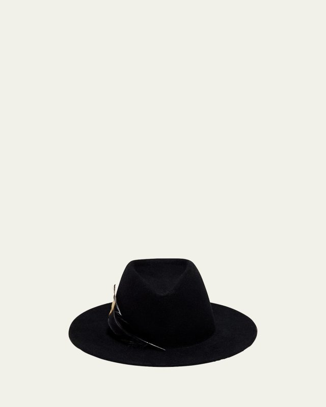 Blaine Feather Trim Wool Fedora